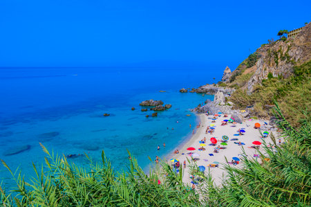 Spiaggia Michelino at Parghelia - Paradise white beach in Calabria at beautiful coast - close to Tropea - travel destination in Italyの写真素材