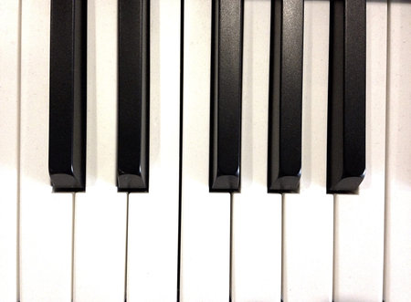 Close-up of a piano keyboard.