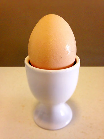 Fresh Egg in a White Ceramic Eggcup