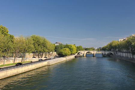 View Along the River Seine, Paris, Franceの写真素材