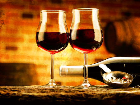 Glasses of red wineの写真素材