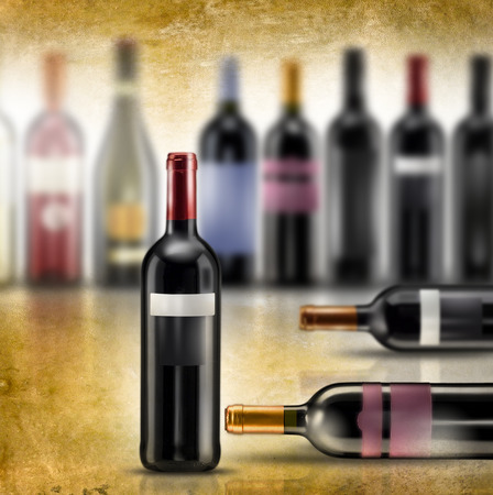 wine bottles of various kindsの写真素材