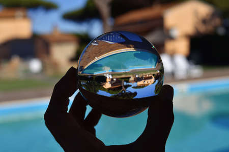 Splendid photos through lensball, the world seen from another perspectiveの写真素材