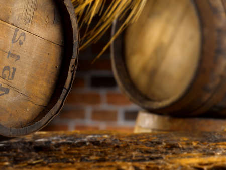 stunning photo shots of beer mugs in the cellarの写真素材