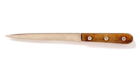 old kitchen knife isolated over white backgroundの写真素材
