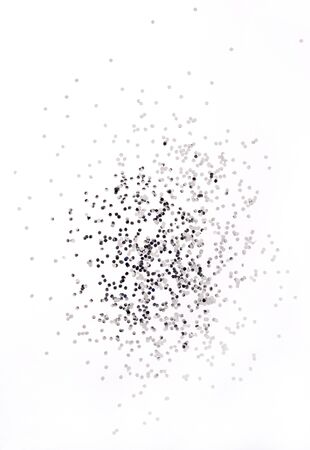 silver glitter isolated on white backgroundの写真素材