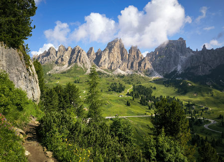 View of the Dolomites in South Tyrol, Italy.の写真素材