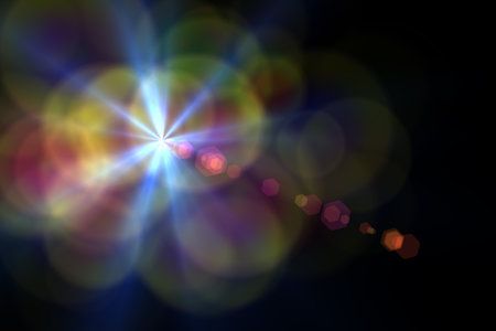 digital lens flare in black background horizontal frame