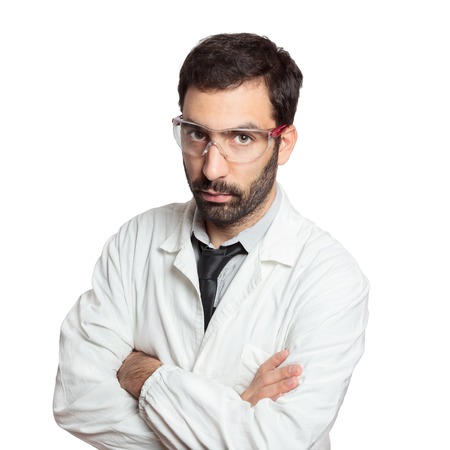 Portrait of young european doctor isolatedの写真素材