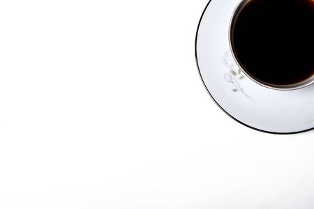 Coffee cup white background. Top View with copy spaceの写真素材