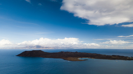 aerial view of lobos island, fuerteventura, canary islandsの写真素材