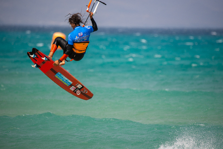 33. Fuerteventura World Cup 2018. GKA Kitesurf Strapless Freestyle. 2018.07.21. Playa Sotavento.のeditorial素材