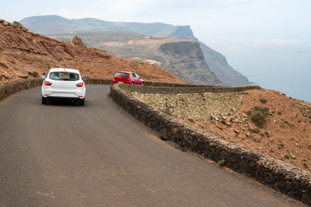view of the mirador del rio road, lanzaroteの写真素材