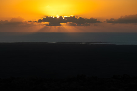 view at sunset from the top of a volcanoの写真素材