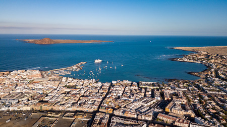 aerial view of Corralejo bay, fuerteventura - canary islandsの写真素材