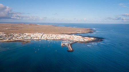 aerial view of Corralejo bay, fuerteventura - canary islandsの写真素材