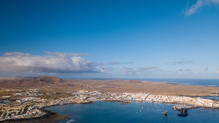 aerial view of Corralejo bay, fuerteventura - canary islandsの写真素材