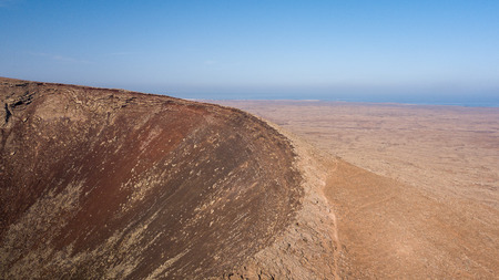 aerial view of volcano crater, fuerteventuraの写真素材
