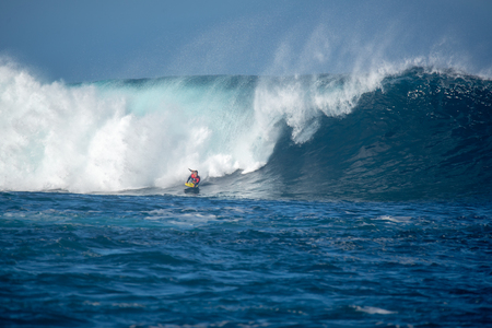 lanzarote - november 29, 2018: surfer in the big wave, competitionのeditorial素材