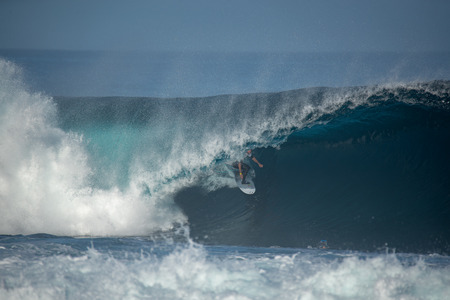 lanzarote - november 29, 2018: surfer in the big wave, competitionのeditorial素材
