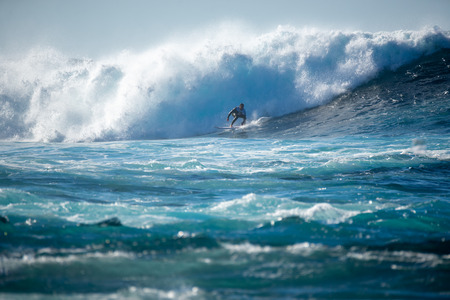 lanzarote - november 29, 2018: surfer in the big wave, competitionのeditorial素材