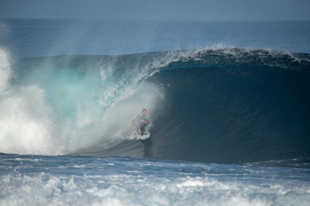 lanzarote - november 29, 2018: surfer in the big wave, competitionのeditorial素材