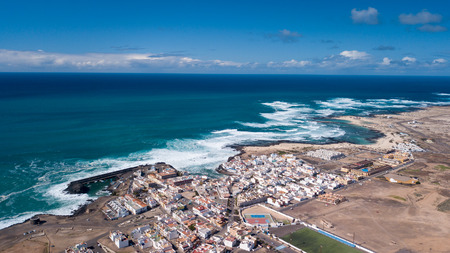 aerial view of El Cotillo bay, fuerteventura, canary islandsの写真素材