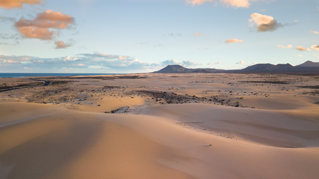 aerial view dunes of corralejo, fuerteventuraの写真素材