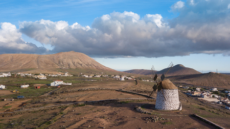 aerial view of windmill, canary islandsの写真素材