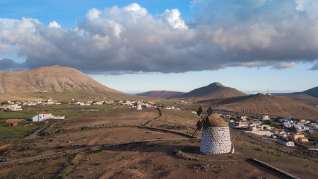 aerial view of windmill, canary islandsの写真素材