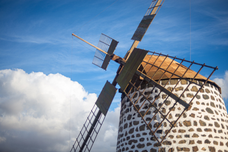 characteristic windmill of fuerteventura, canary islandsの写真素材