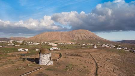 aerial view of windmill, canary islandsの写真素材