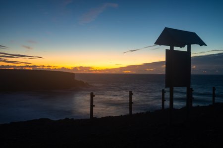 sunset on the west coast of fuerteventura, canary islandsの写真素材