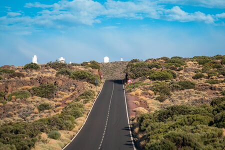 A road in to Astronomical observatory in La Palma, Tenerifeの写真素材