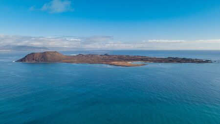 aerial view of the lobos island, fuerteventuraの写真素材