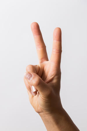 victory signの写真素材