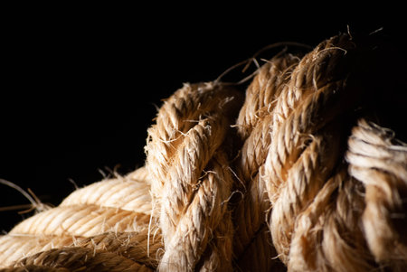 Knot of a large rope or rope in a very close view