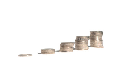 A lot of euro coin money on a white background for investing, trading and business enrichment