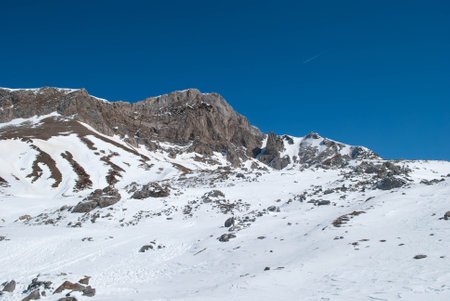 Majestic Mountain Views, A Winter Wonderland Sceneの写真素材