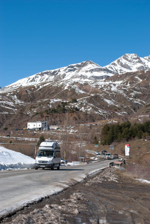 Chasing the Snow, Driving Through a Winter Wonderlandの写真素材