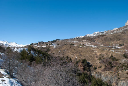 Alpine retreat with quaint architecture and stunning sceneryの写真素材