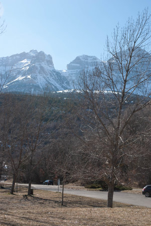 Winter Expedition, Driving Through Snowy Peaks and Valleysの写真素材