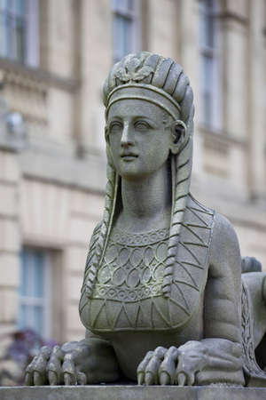An antique sphinx statue at Harewood House, Yorkshireのeditorial素材