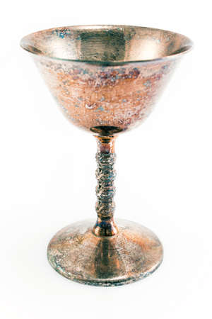 Silvered wine glass isolated on white.の写真素材