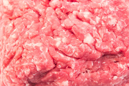 Raw minced beef close-up.
