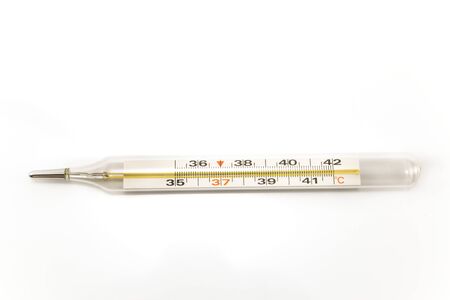Mercury thermometer isolated on white.の写真素材