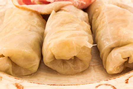 Cabbage rolls with sauerkraut on a plate.の写真素材