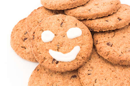 Smiley on whole wheat biscuits.の写真素材