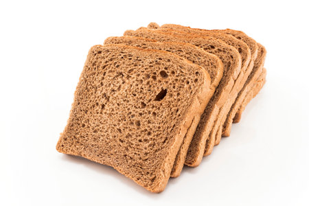 Whole wheat toast isolated on white.