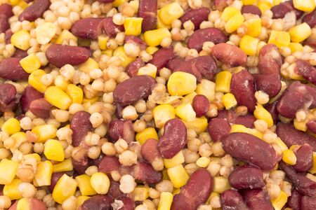 Salad of beans, wheat and corn.の写真素材